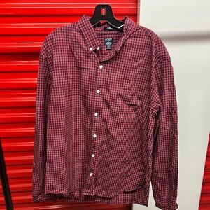 J. Crew Red and Black Checkered Casual Button Down Shirt